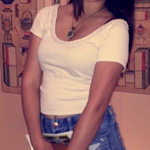 Beaded Ivory Crop Top